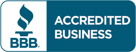 A blue background with the words accredited business