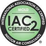 A black and white picture of an iac certified logo